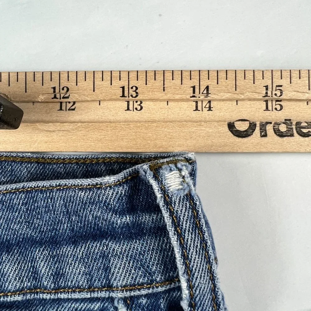 Madewell Jean Shorts Women's 24 Slim Boy Blue Fade Whiskers Cut Off Denim Jorts